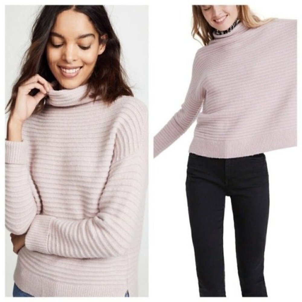 Madewell Belmont Mockneck Sweater Pink Ribbed Size XXS